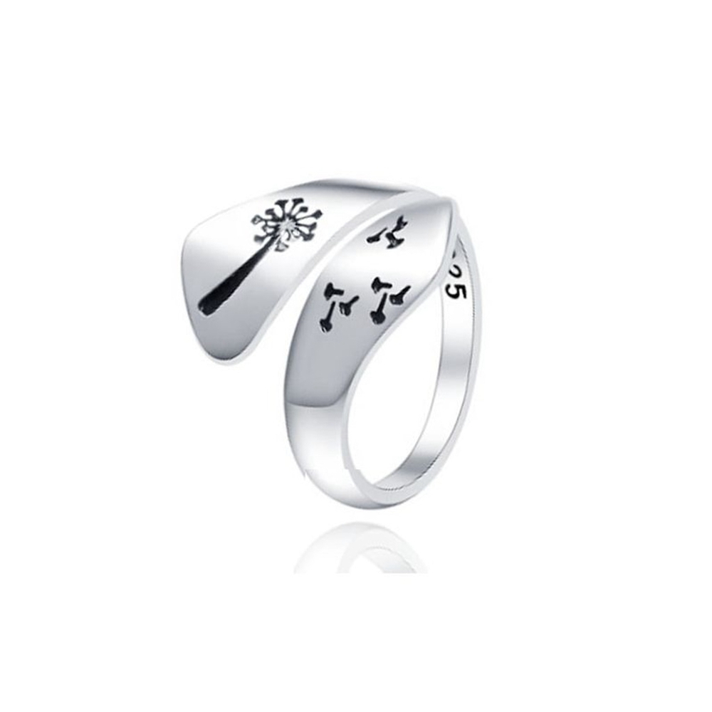 NEW Engraved Dandelion Wrap Ring 925 Sterling Silver - Picture 8 of 13